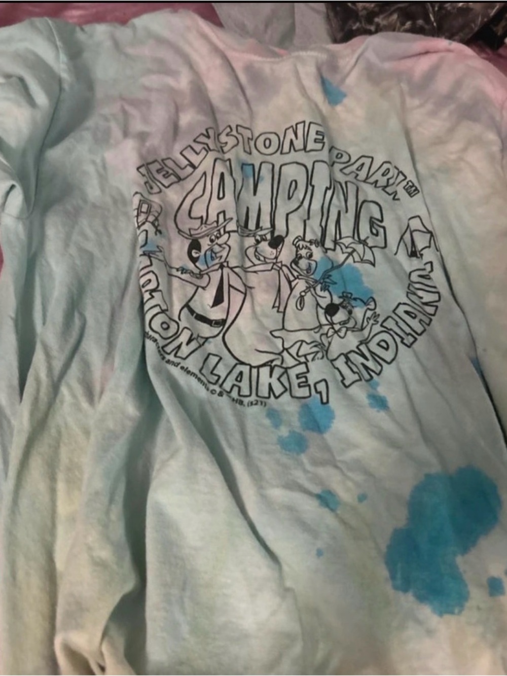 Camping Tie-Dye Short Sleeve Tee - Light Blue